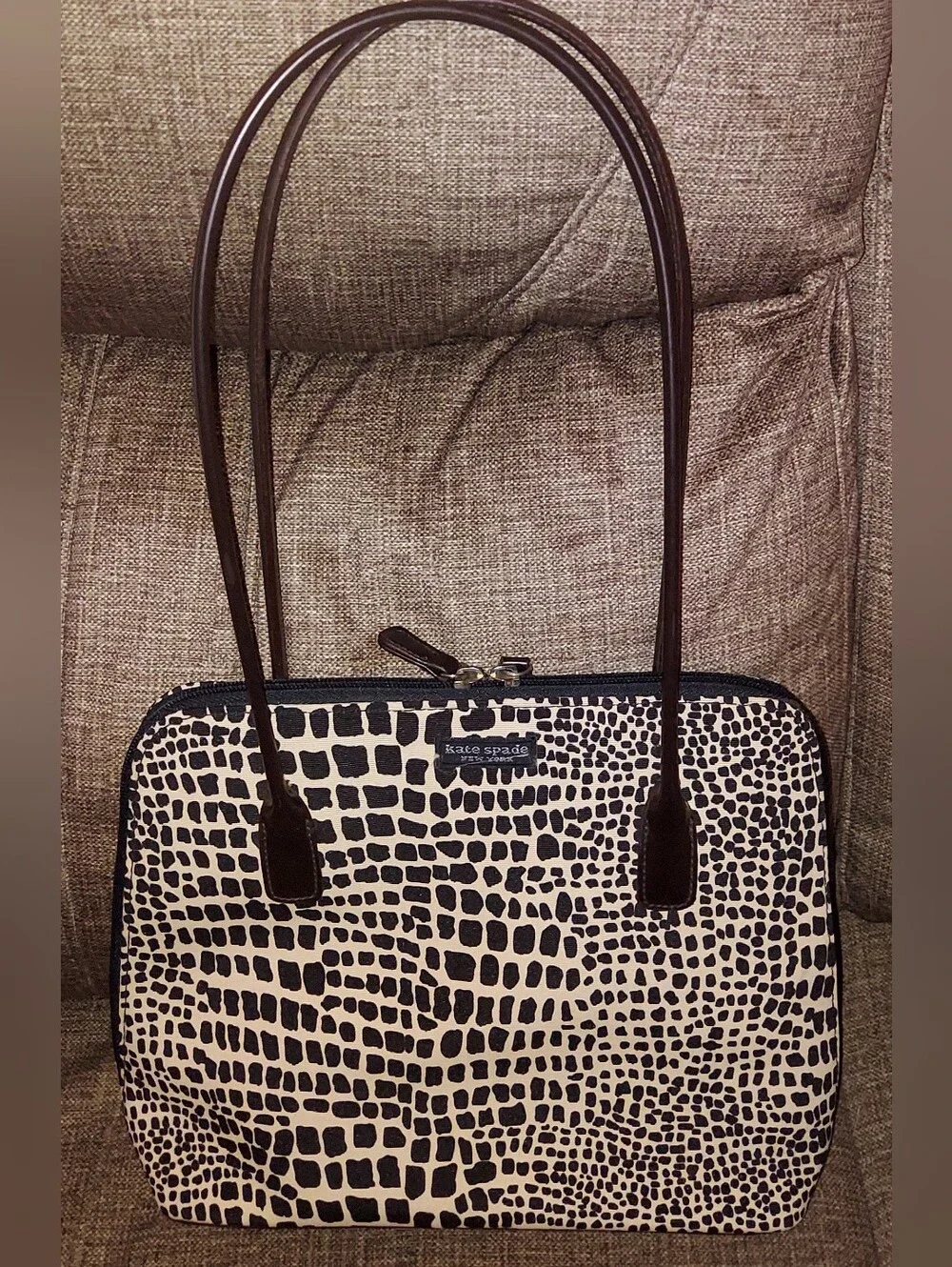 Vintage Kate Spade Faille Lizard Print Shoulder Bag